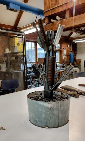 sculpture from gun parts